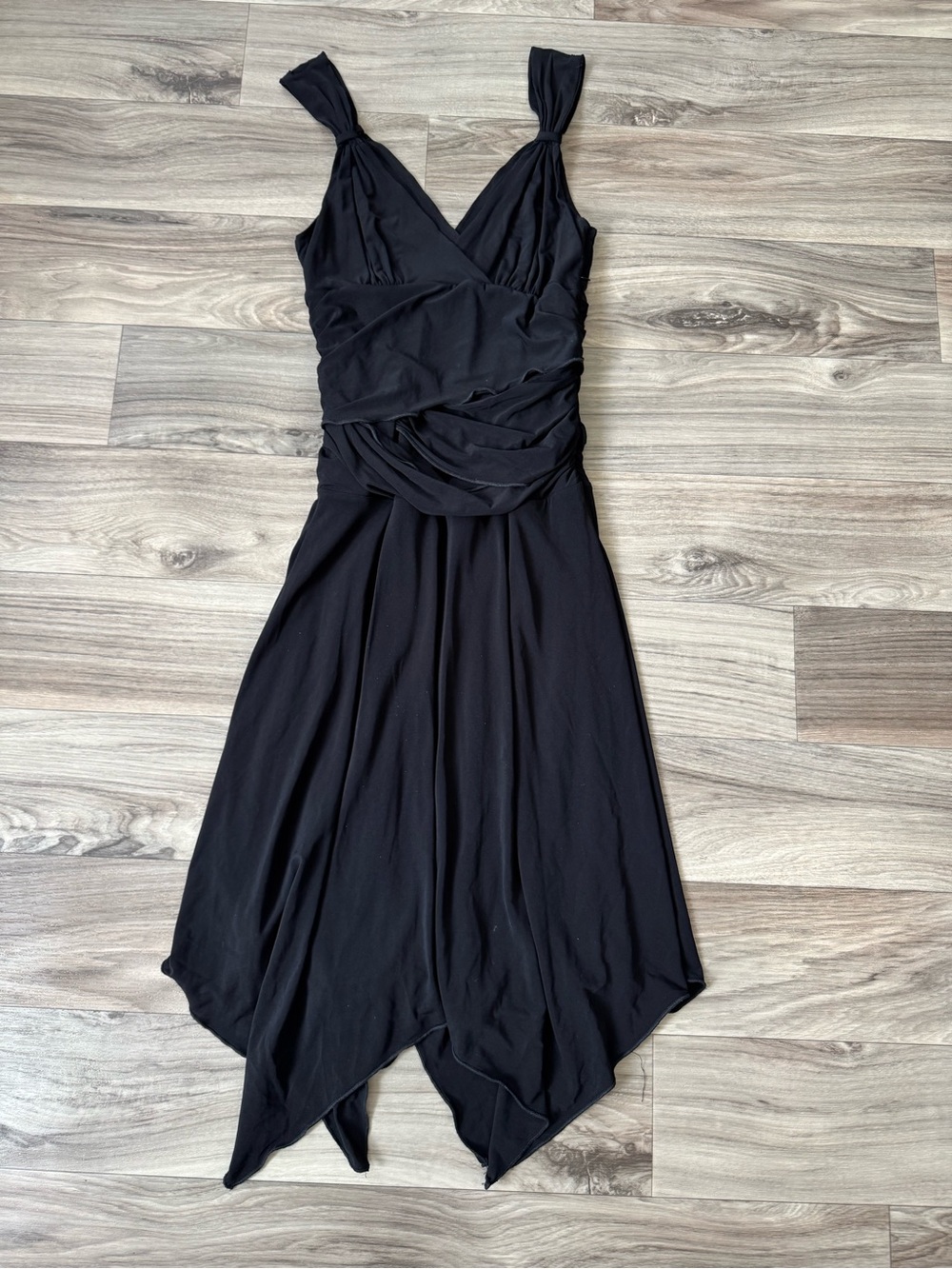 Bebe Made in USA Y2K Handkerchief Hem Black Dress Size Small Whimsigoth